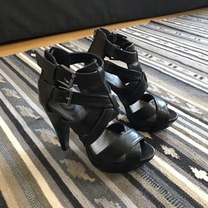 Guess black tall heels, never used, 5.5